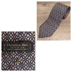 Christian Dior Geometric Pattern Silk Necktie